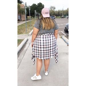 Plaid Button Down T-Shirt Dress | AVA & VIV